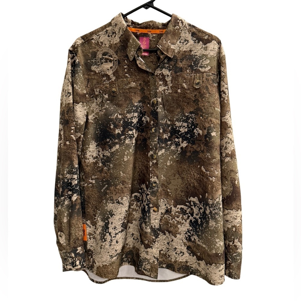 SHE OUTDOOR Button Down Camo Shirt Size XL